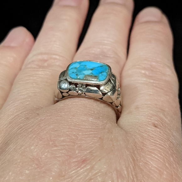 Kingman Turquoise .925 Silver Ring, size 8.5 - Picture 5 of 16